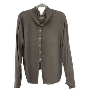 Leigh and Luca Slouchy Long Sleeve‎ Lagen Look Minimalist Button Up Top Size M